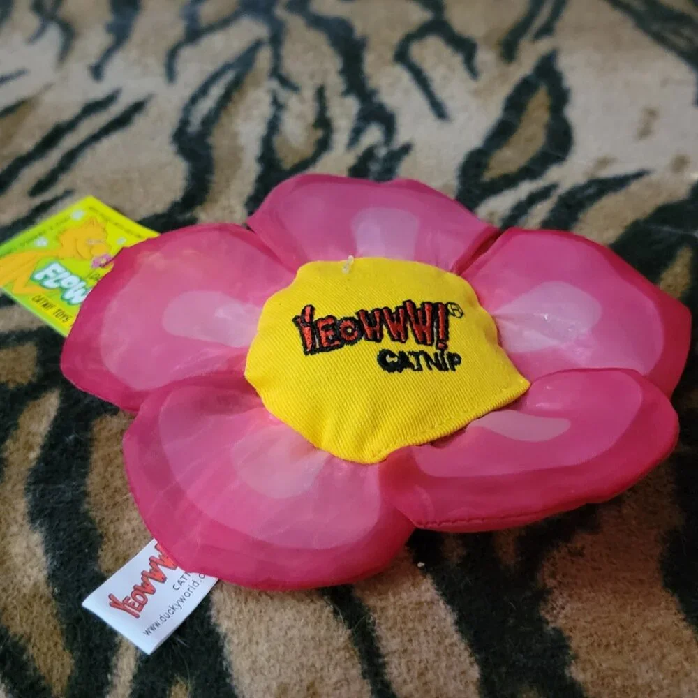 Cat Toy Yeoww FLOWER TOP Crinkle Cat Nip Flower Pink Kitten Luv!! New! - Picture 2 of 3